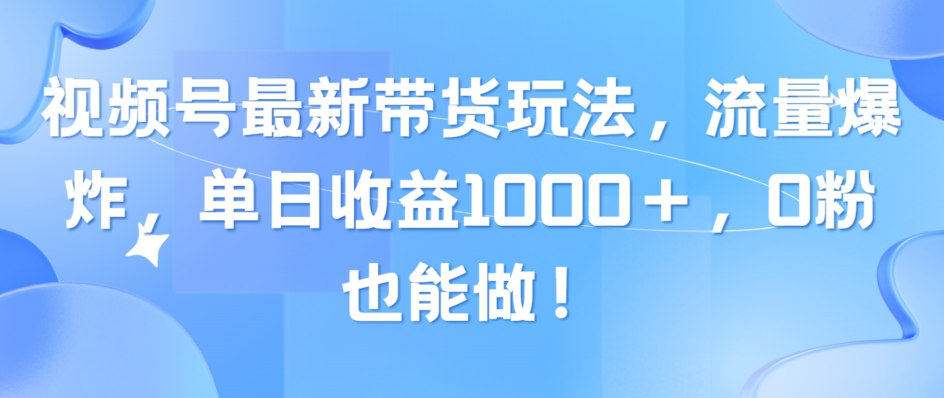 （10858期）视频号最新带货玩法，流量爆炸，单日收益1000＋，0粉也能做！-大大联盟